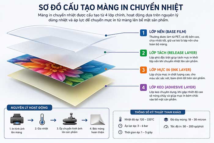 Sơ đồ Cấu Tạo Màng In Chuyển Nhiệt