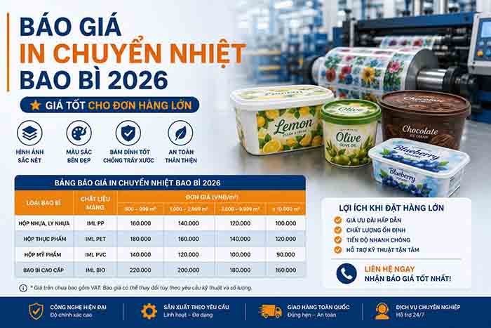 Báo Giá In Chuyển Nhiệt Bao Bì 2026 Giá Tốt Cho Đơn Hàng Lớn