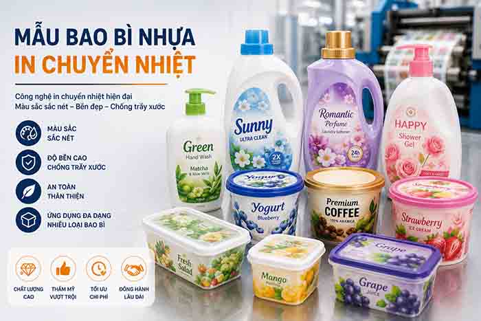 Chai, Hũ Và Hộp Nhựa Sử Dụng Công Nghệ In Chuyển Nhiệt Với Màu Sắc Sắc Nét Và đồng đều