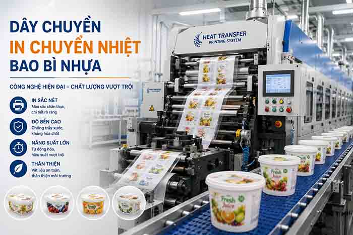 Hệ Thống Máy In Chuyển Nhiệt Hiện đại đang In Bao Bì Nhựa Trên Dây Chuyền Sản Xuất Tự động.
