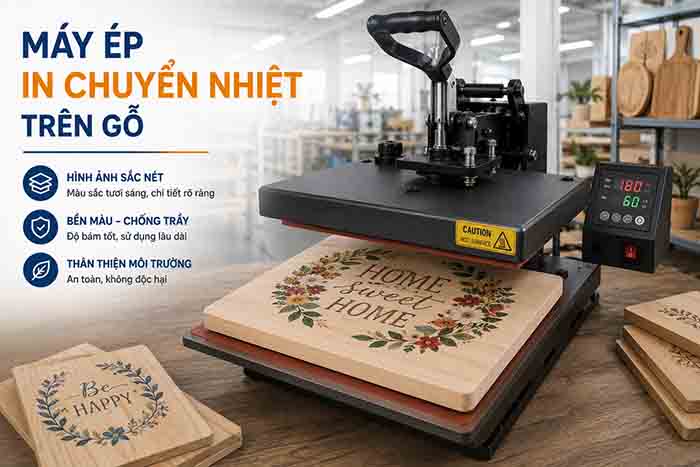Máy ép In Chuyển Nhiệt Trên Gỗ