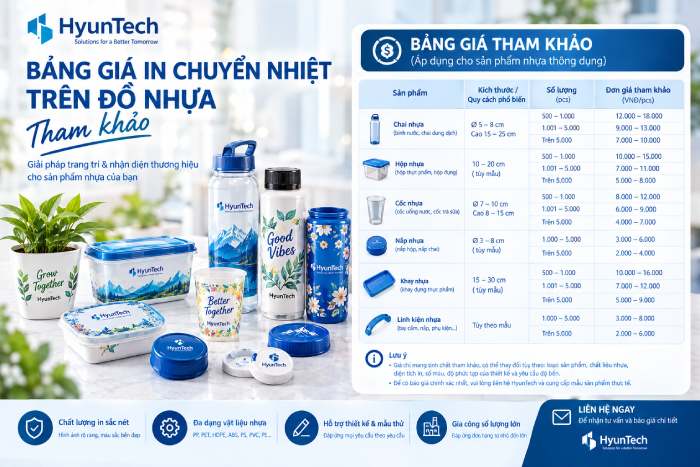 Bảng Giá In Chuyển Nhiệt Trên đồ Nhựa Tham Khảo