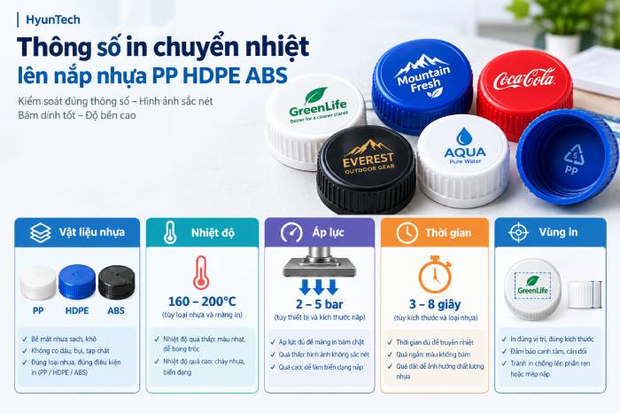 Thông Số In Chuyển Nhiệt Lên Nắp Nhựa Pp Hdpe Abs
